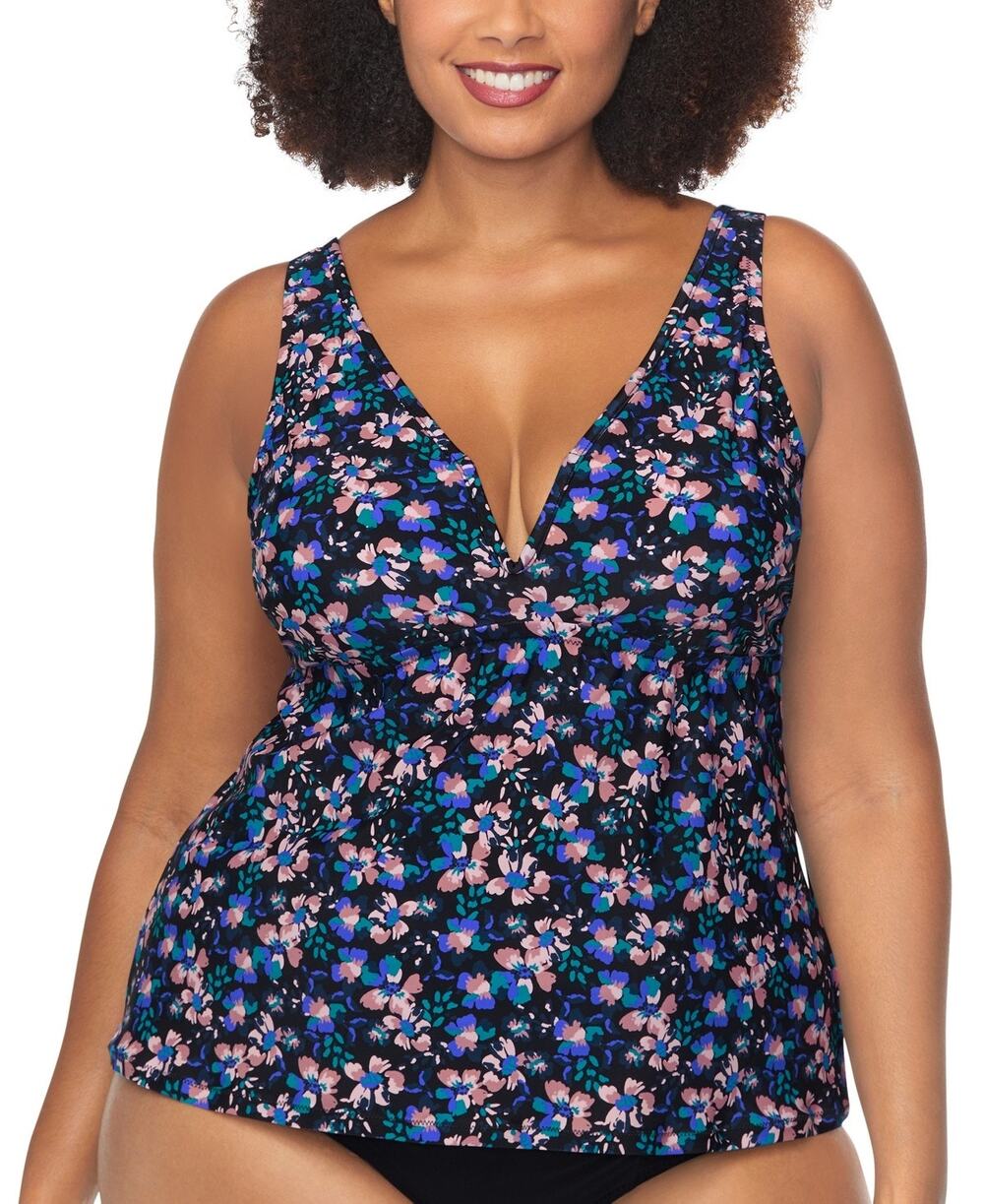 Raisins Curve Trendy Plus Size Tanzania Floral Tankini Top multi 16W $66